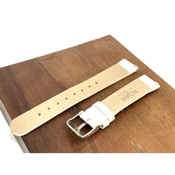 Invicta Women's Watch Replacement Band White Leather 16mm Lug Silver Steel Clasp - Picture 5 of 5